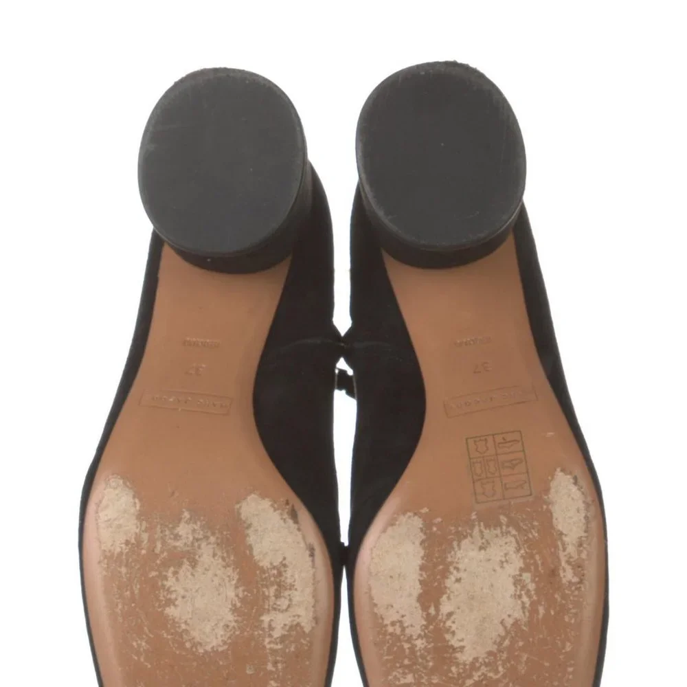 MARC JACOBS Jeweled Embellished Chain Suede Ankle Block Heel Black Booties 7 37